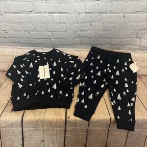 Miles the Label Christmas Tree Pattern Sweatshirt and Sweatpants Set
